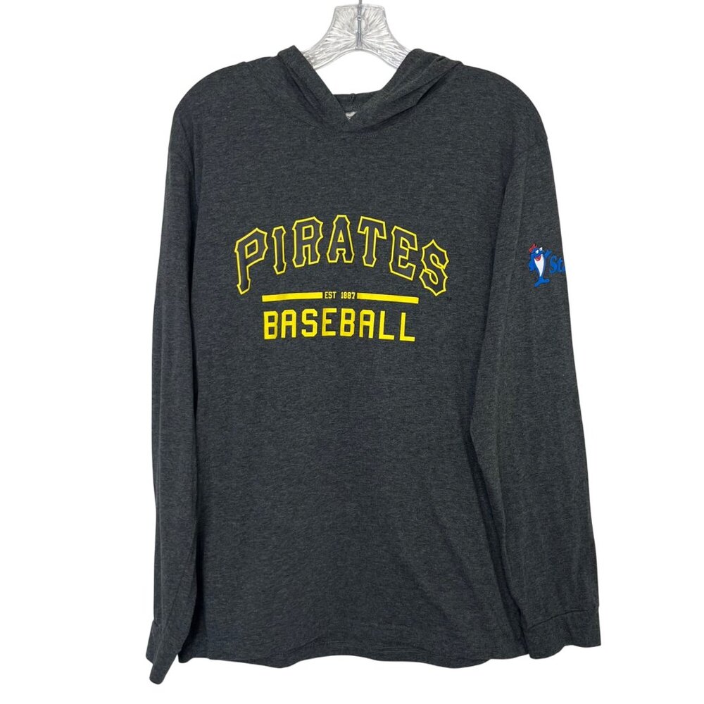 Pirates Baseball Long Sleeve Tshirt Hoodie Mens XL Gray Fanwear